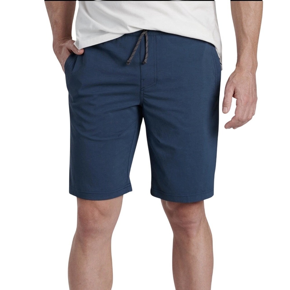 KUHL Suppressor Mens Active Performance Shorts Blue Elastic Waist Stretch Hiking